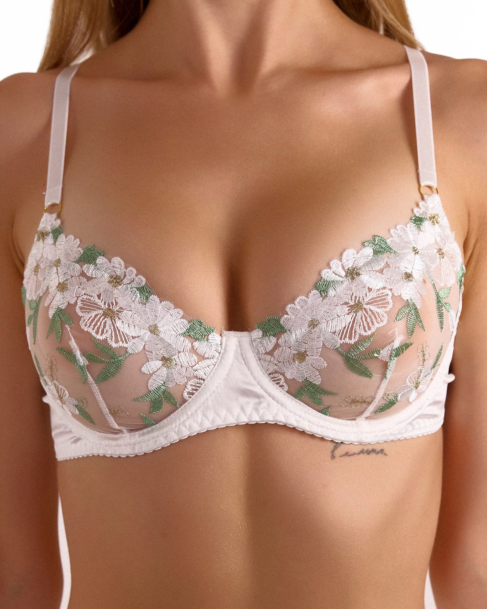 Floral Embroidered Set, White